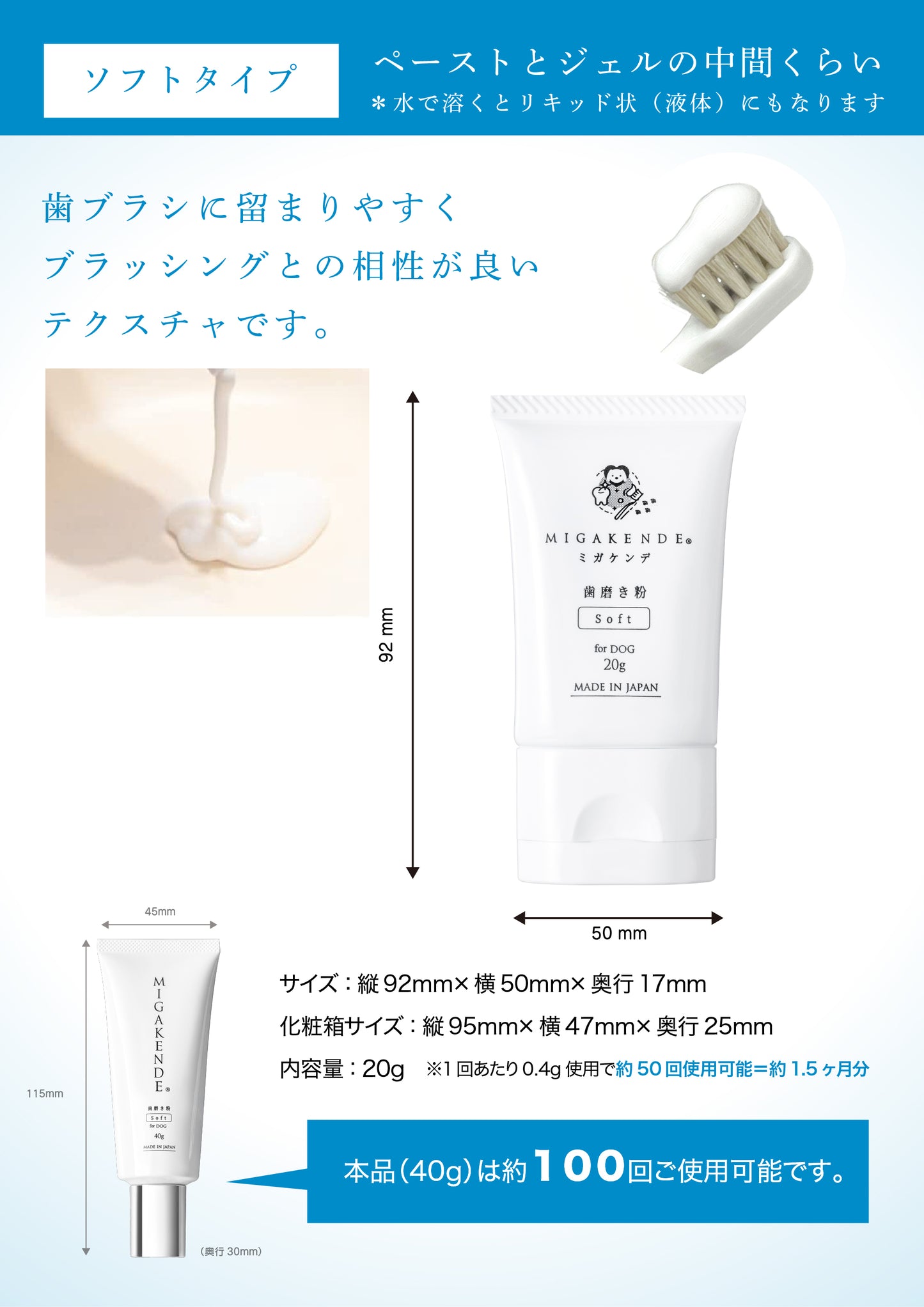 MIGAKENDE ミガケンデ 歯磨き粉 for DOG 20g お得セット